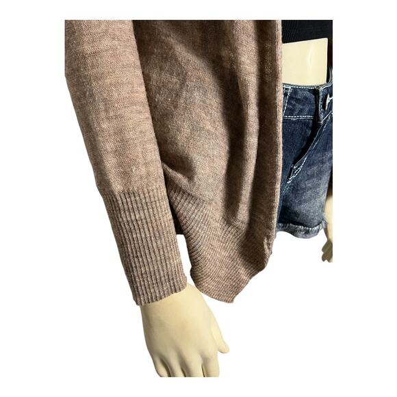 Banana Republic Italian Yarn Cardigan Sweater Tan Open front Alpaca Wool M - Picture 4 of 9